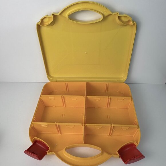 Lego Yellow Travel Carrying Case Red Latches With Lego Lot - Picture 3 of 9